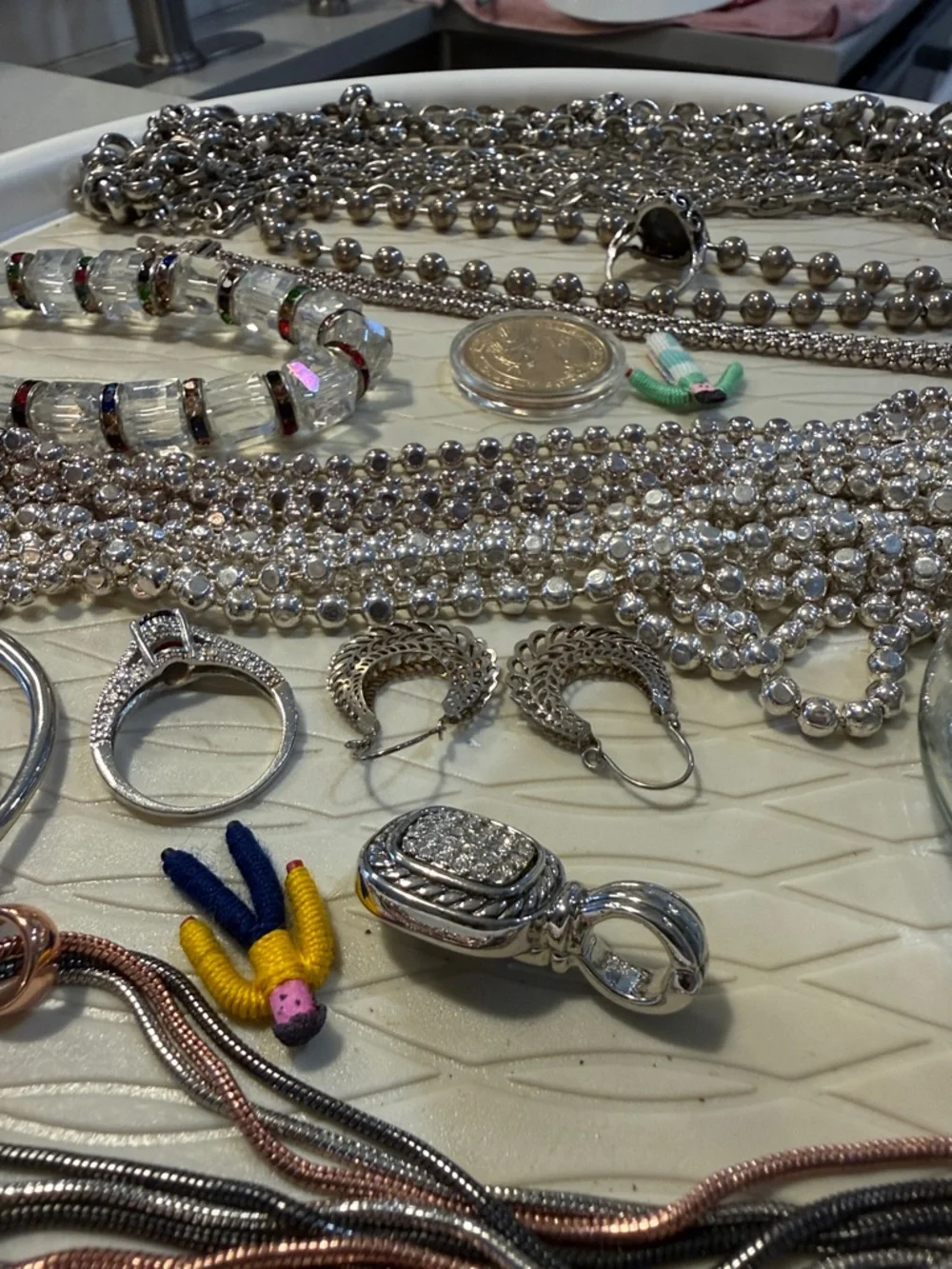 JAR of Jewels. Mixed Silver-Tone and Multicolor Necklace & Jewelry Lot - Picture 11 of 12